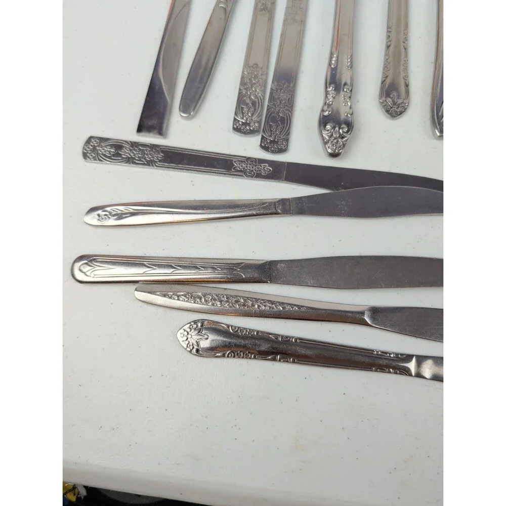 VTG Flatware Mixed Lot Silverware Stainless Lot Of 52 Oneida Japan Korea ECT